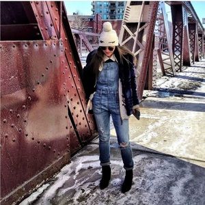 Madewell distressed overalls altered to be a petite fit Size:S